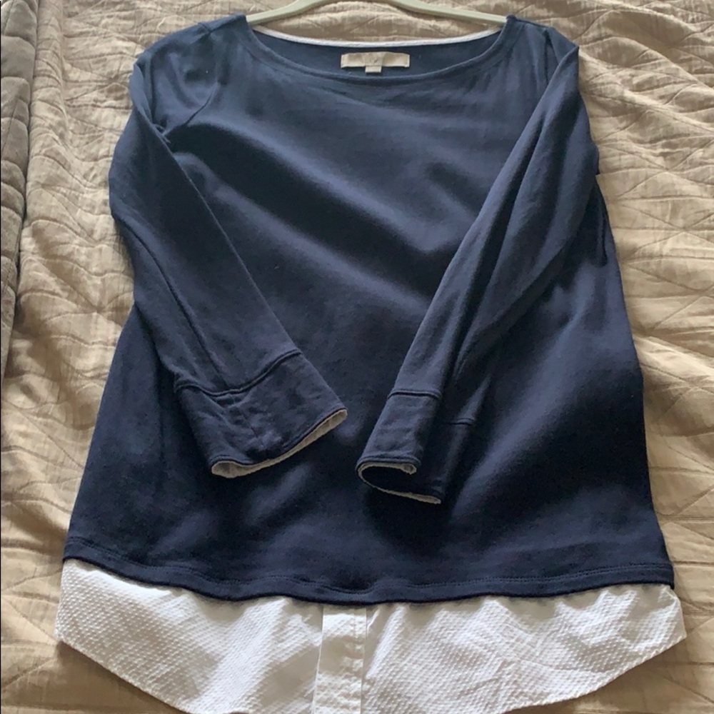 Loft navy layered t shirt small
